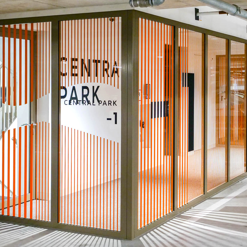 glasfolie parkeergarage kantoorgebouw Central Park Utrecht