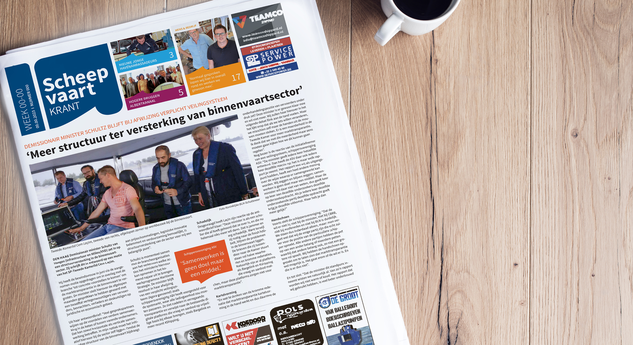 scheepvaartkrant nieuw design header en lay-out